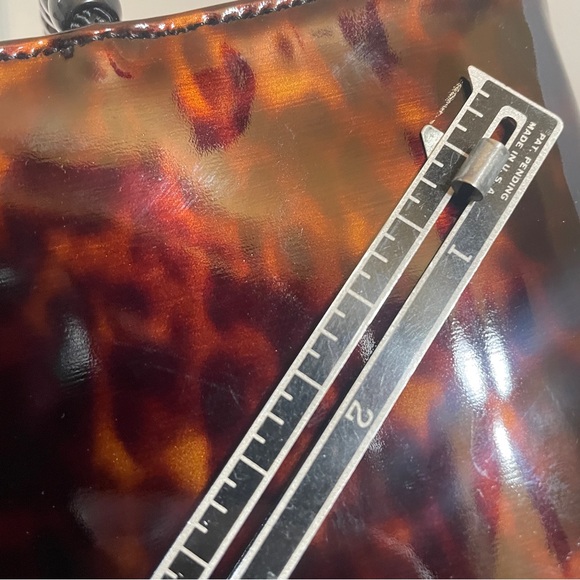 Vintage Stuart Weitzman Tortoise Print Brown Structured Tote Black Beaded Handle - Picture 16 of 16